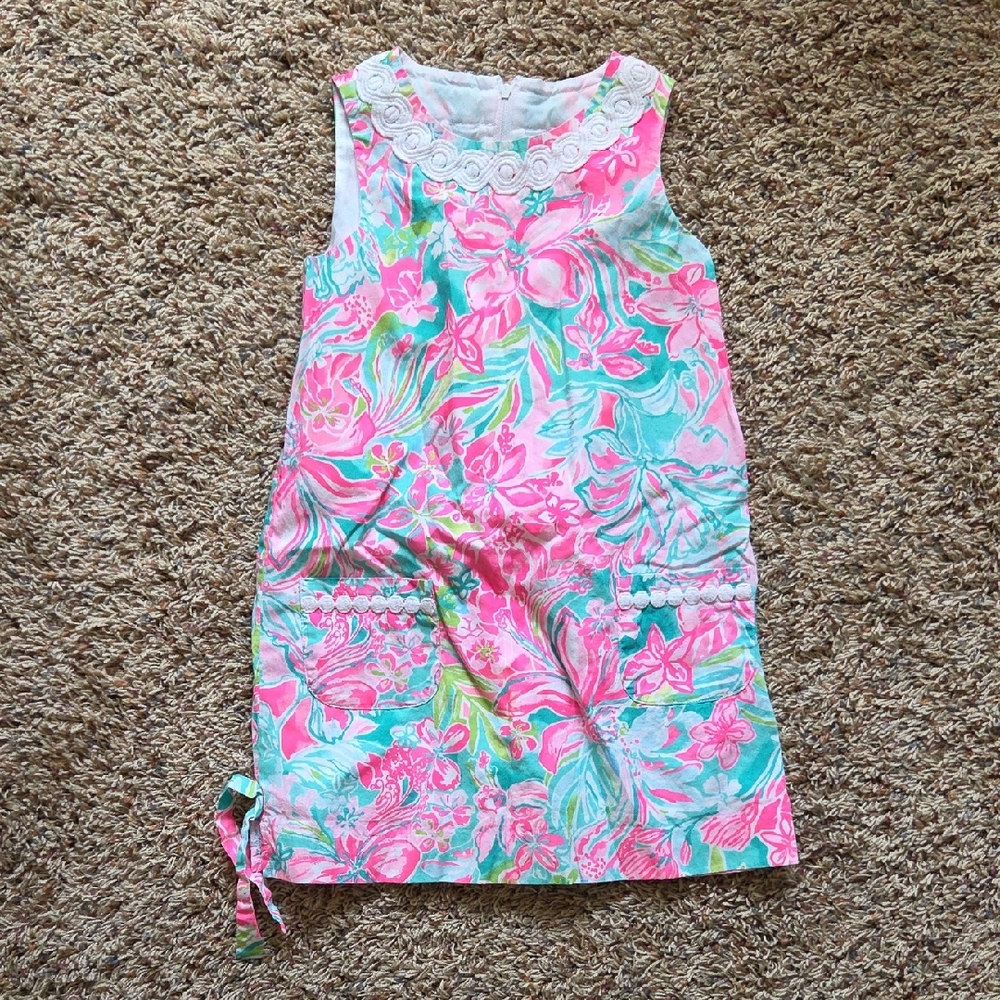 Lilly Pulitzer Pink and Green Floral Kids Dress